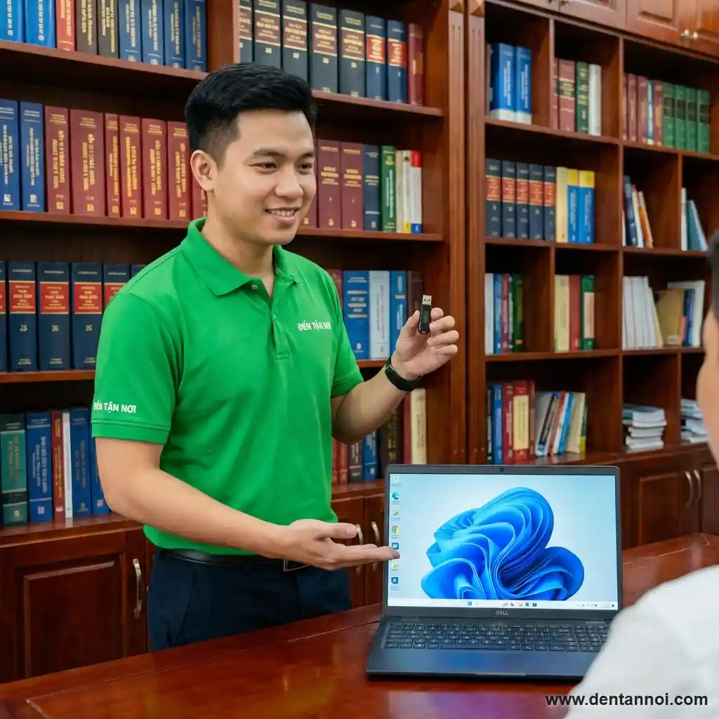 Kỹ thuật viên ĐẾN TẬN NƠI hoàn tất cài Win, desktop Windows sạch sẽ tại nhà ở khu tái định cư ở quận Hòa Vang