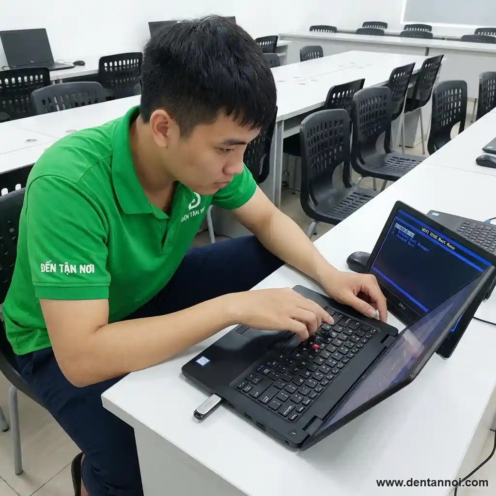 Kỹ thuật viên ĐẾN TẬN NƠI cắm USB boot vào laptop, màn hình hiện BIOS tại quận Hòa Vang