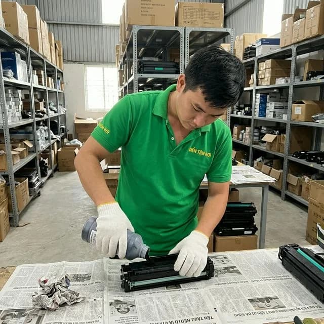 Kỹ thuật viên ĐẾN TẬN NƠI đổ mực chuyên dụng vào hộp mực tại quận Hải Châu