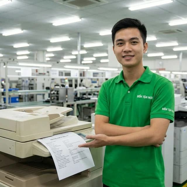 Kỹ thuật viên ĐẾN TẬN NƠI hoàn tất sửa chữa, trang test in ra bình thường tại nhà phố khu vực mới ở quận Cẩm Lệ