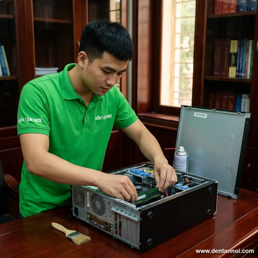 Kỹ thuật viên ĐẾN TẬN NƠI tháo thanh RAM và dùng cọ vệ sinh tại quận Cẩm Lệ