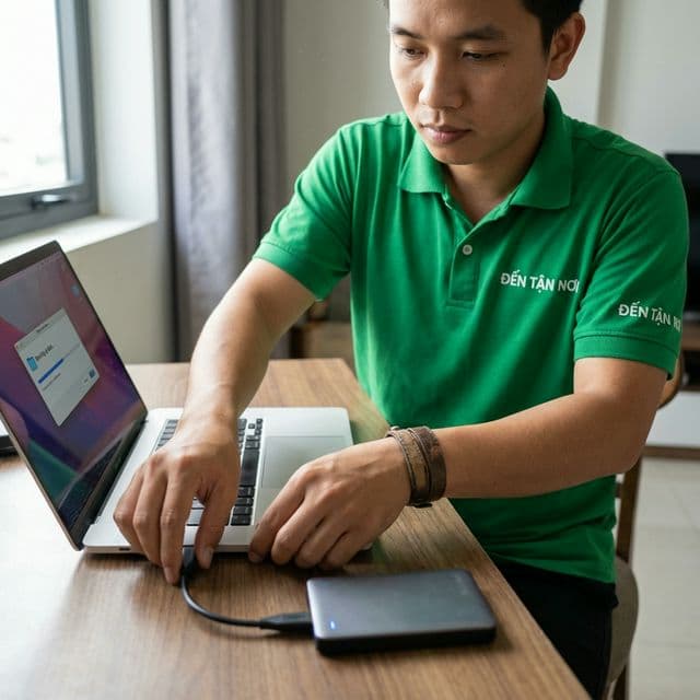 Kỹ thuật viên ĐẾN TẬN NƠI sao lưu dữ liệu ra ổ cứng ngoài trước khi cài Win