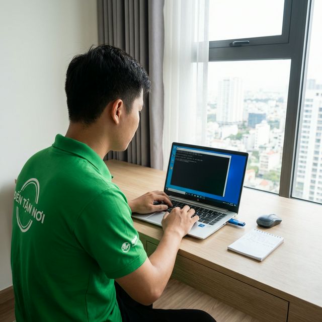 Máy tính đang cập nhật Windows với thanh tiến trình